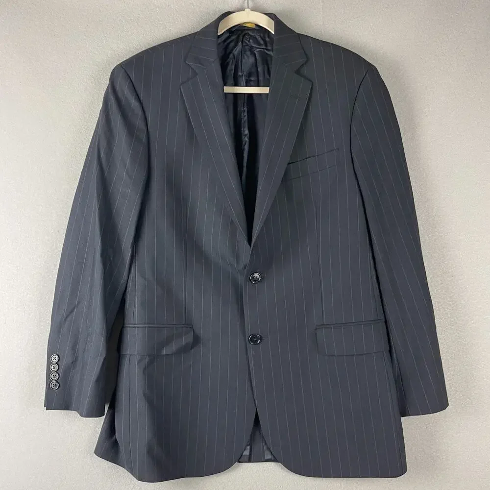 Brooks Brothers 346 Wool Blazer‎ Sport Coat Mens 40R Blue Striped Wool Stretch